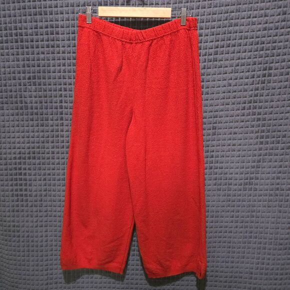 Red Orange Stretch Gaucho Pants M-XL VTG USA Knit Wide Leg Flare Palazzo Capris - Picture 1 of 16
